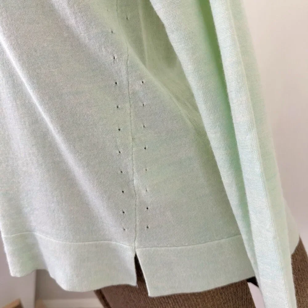 J. Crew Sea Green Merino Wool Cotton Crewneck Sz S Lightweight Spring Pullover
